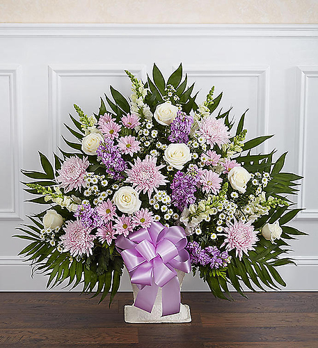 Heartfelt Tribute&trade; Floor Basket- Lavender &amp; White