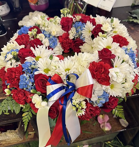 Cremation Wreath - Red, White and Blue