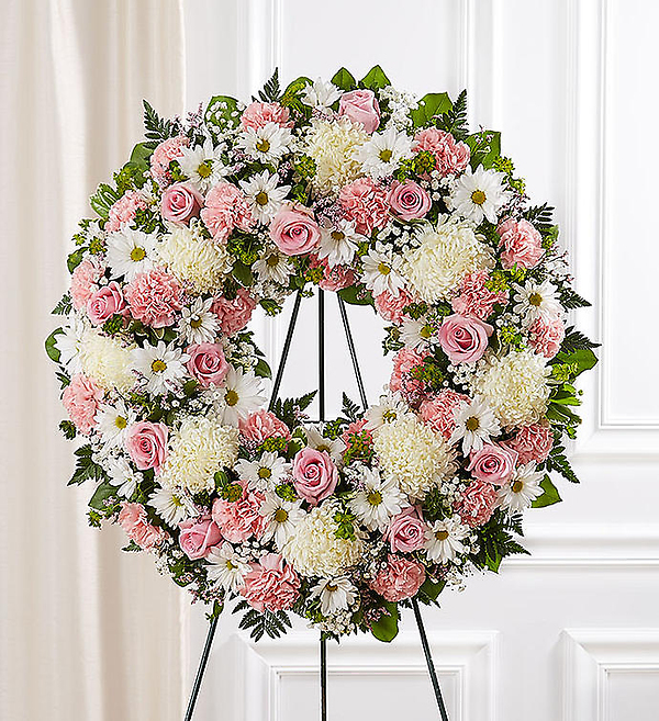 Serene Blessings&trade; Standing Wreath- Pink &amp; White